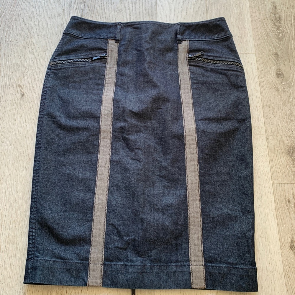 Lafayette‎ 148 New York Dark Wash Denim Pencil Skirt Zipper Pockets Sz 2
